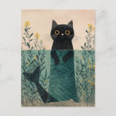 De Schattige Zeemeermin Zwarte Kitty Briefkaart (Voorkant)