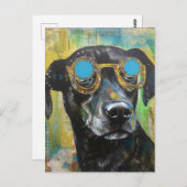 De Schattigee Black Dog in Glasses Collage Briefka Briefkaart (Voorkant / Achterkant)
