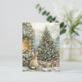 De Schattigee bruine kerstkonijn Briefkaart (Staand voorkant)