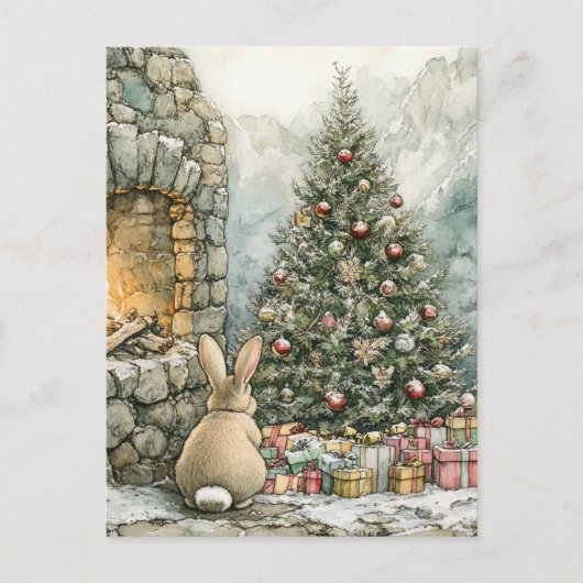 De Schattigee bruine kerstkonijn Briefkaart (Voorkant)