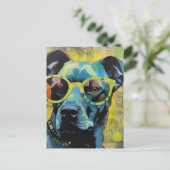 De Schattigee Dog in Glasses Collage Briefkaart (Staand voorkant)