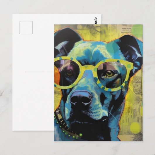 De Schattigee Dog in Glasses Collage Briefkaart (Voorkant / Achterkant)