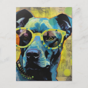 De Schattigee Dog in Glasses Collage Briefkaart