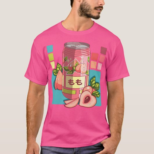 De Schattigee Japanse perzik soda kan T-shirt (Voorkant)
