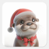 De Schattigee kerstotter Vierkante Sticker (Voorkant)