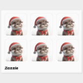 De Schattigee kerstotter Vierkante Sticker (Vel)