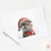 De Schattigee kerstotter Vierkante Sticker (Envelop)