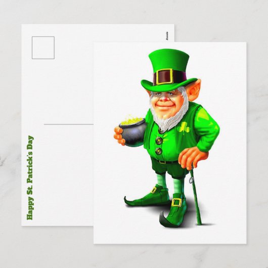 DE SCHATTIGEE LEPRECHAUN FEESTDAGENKAART (Voorkant / Achterkant)