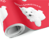 De Schattigee Maltese puppy dog ooit met Kerstmis Cadeaupapier (Rol Hoek)