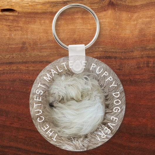 De Schattigee Maltese puppyhond ooit Sleutelhanger (Achterkant)