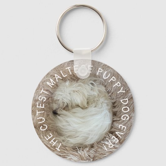 De Schattigee Maltese puppyhond ooit Sleutelhanger (Achterkant)