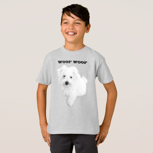 De Schattigee Maltese puppyhond T-shirt (Voorkant volledig)