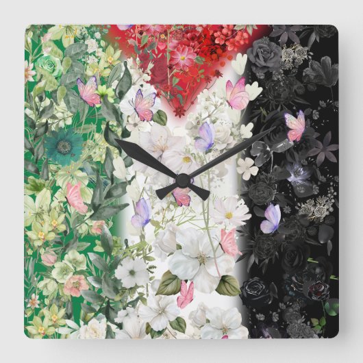 De Schattigee Palestijnse Muur Klok Met Bloemenkaa (Voorkant)