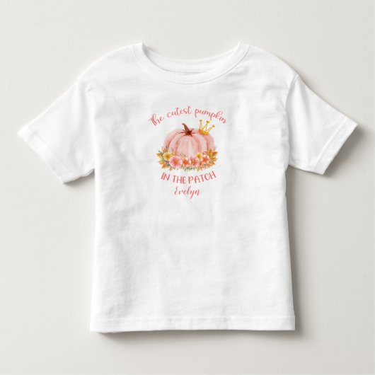 De Schattigee pompoen in de Patch Herfst Naam Roze Kinder Shirts (Voorkant)