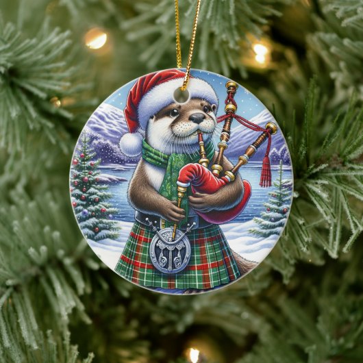 De Schattigee Schotse kerstotter Keramisch Ornament (Boom)