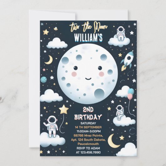 De Schattigee Space Night Sky Two The Moon 2nd Bir Kaart (Voorkant)