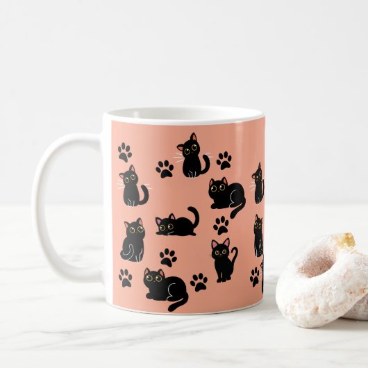 De Schattigste Zwarte Kat Mok Gift voor Kat Liefhe (Met donut)