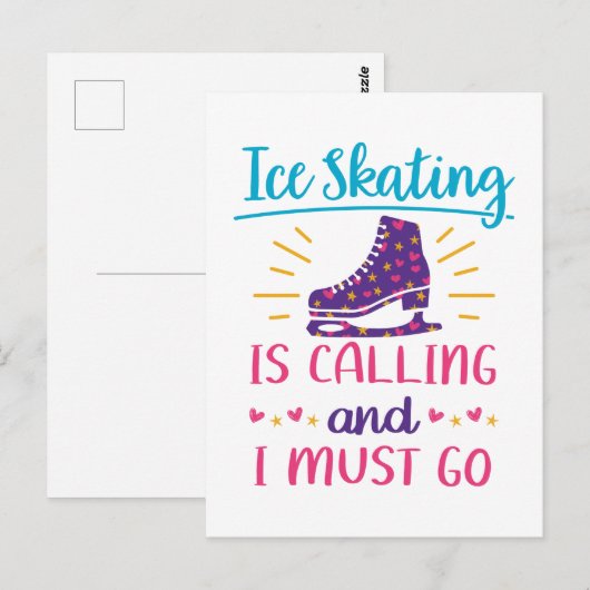 De Schatting van het ijs roept en ik moet de Skate Briefkaart (Voorkant / Achterkant)