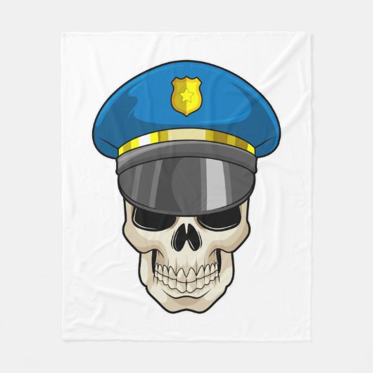 De schedel als politieagent met pet van politie fleece deken (Voorkant)