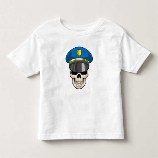 De schedel als politieagent met pet van politie kinder shirts (Voorkant)