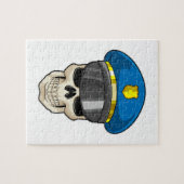 De schedel als politieagent met pet van politie legpuzzel (Horizontaal)