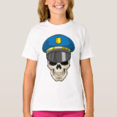 De schedel als politieagent met pet van politie t-shirt (Voorkant)