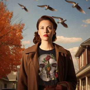 De schedel barsten met bloemen t-shirt