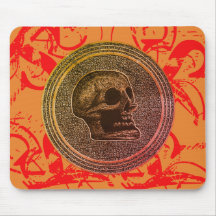 De schedel. (Cirkelontwerp) 2018 Oranje rood