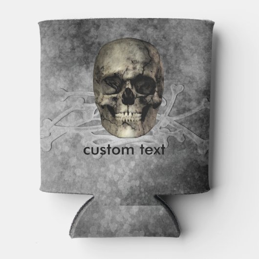 De schedel en een stapel Botten Halloween Gothic Blikjeskoeler (Voorkant)