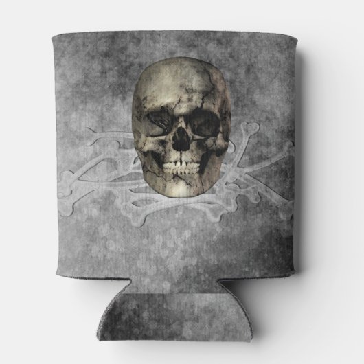 De schedel en een stapel Botten Halloween Gothic Blikjeskoeler (Achterkant)
