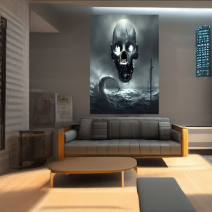De schedel en het zee   AI Art Poster
