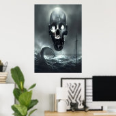 De schedel en het zee | AI Art Poster (Thuiskantoor)