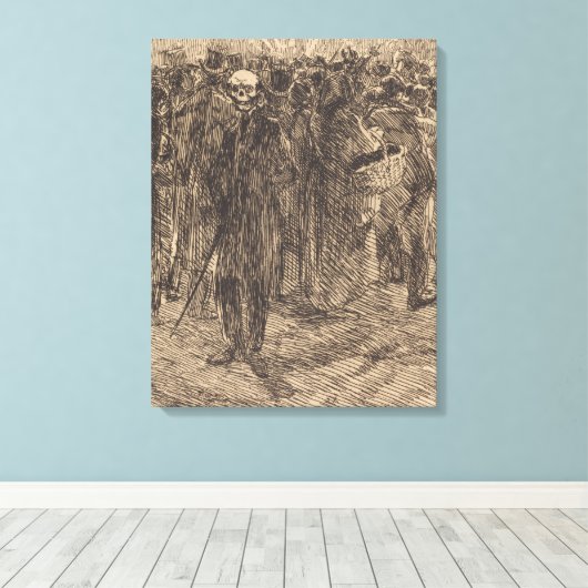 De schedel in de Kroon (door Albert Besnard) Canvas Afdruk (Insitu (Houten vloer))