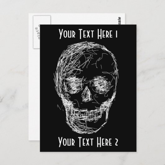 De schedel, in het wit. briefkaart (Voorkant / Achterkant)