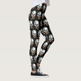 De schedel met de zwarte achtergrond van Monarch B Leggings