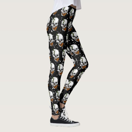 De schedel met de zwarte achtergrond van Monarch B Leggings (Rechts)