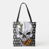 De schedel met de zwarte achtergrond van Monarch B Tote Bag (Achterkant)
