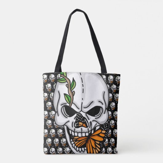 De schedel met de zwarte achtergrond van Monarch B Tote Bag (Achterkant)