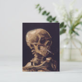 De schedel met een brandende sigaret briefkaart (Staand voorkant)