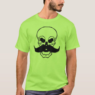 De schedel met een snor t-shirt