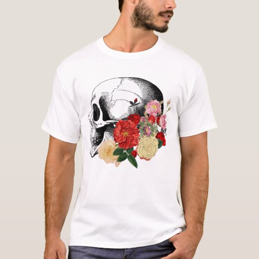 De schedel met kleurrijke bloemen. t-shirt (Voorkant)