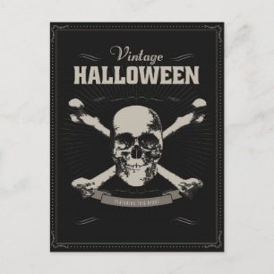 De schedel met kruisbeenderen op een zwarte achter briefkaart