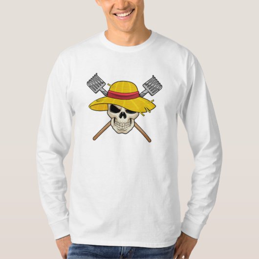 De schedel met Pet als Boer met Rek T-shirt (Voorkant)