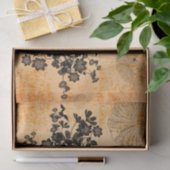 De schedel met vleugels en kraai met bloemen tissuepapier (Geschenk)