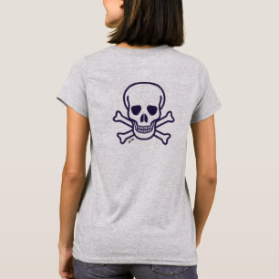 De schedel n beent de grijze rug van het t-shirt