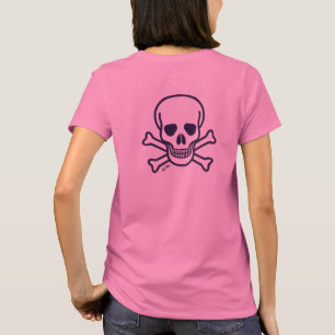 De schedel n beent de roze rug van het t-shirt