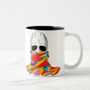 De schedel: Rainbow Camouflage Tweekleurige Koffiemok