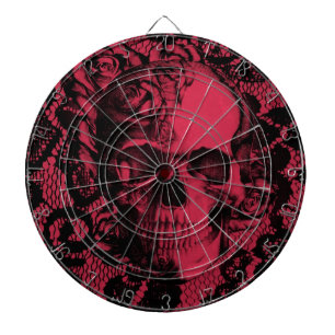 De schedel van de gothische kant in diep rood. dartbord