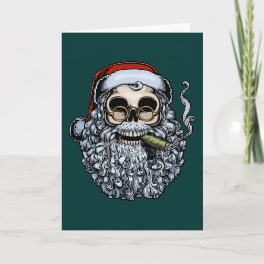 De Schedel van de Kerstman van Smokin Feestdagen Kaart (Voorkant)