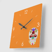 De Schedel van de Suiker van Halloween - het Art. Vierkante Klok (Hoek)